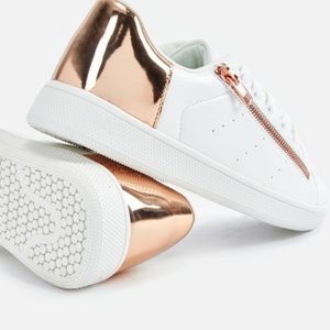 White and rose gold sneakers